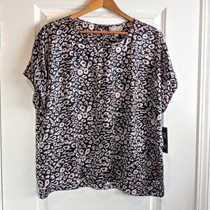 PURE Collection Leopard Print 100% Silk T-Shirt